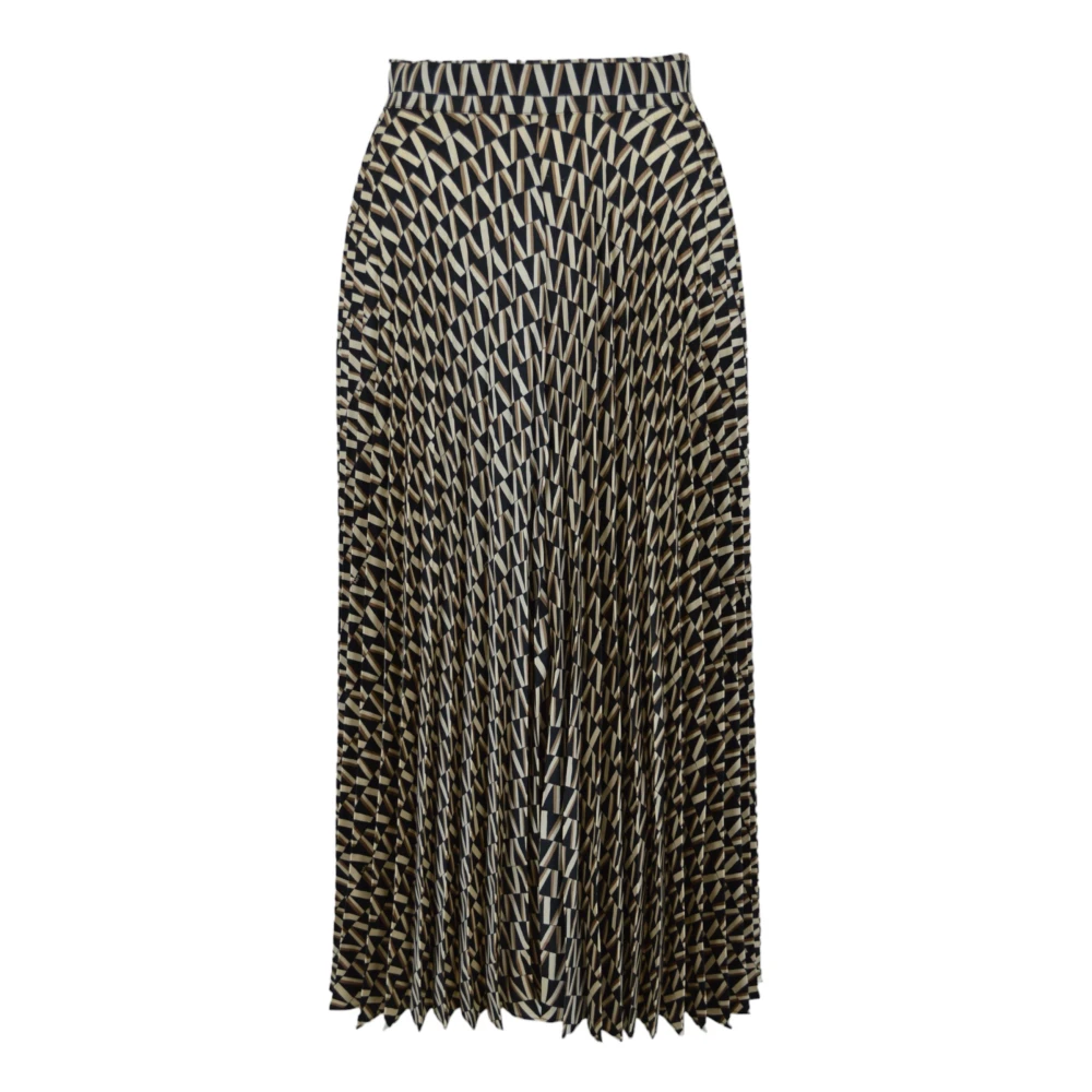 Nenette Geplooide Twill Lange Rok Logo Print Black Dames