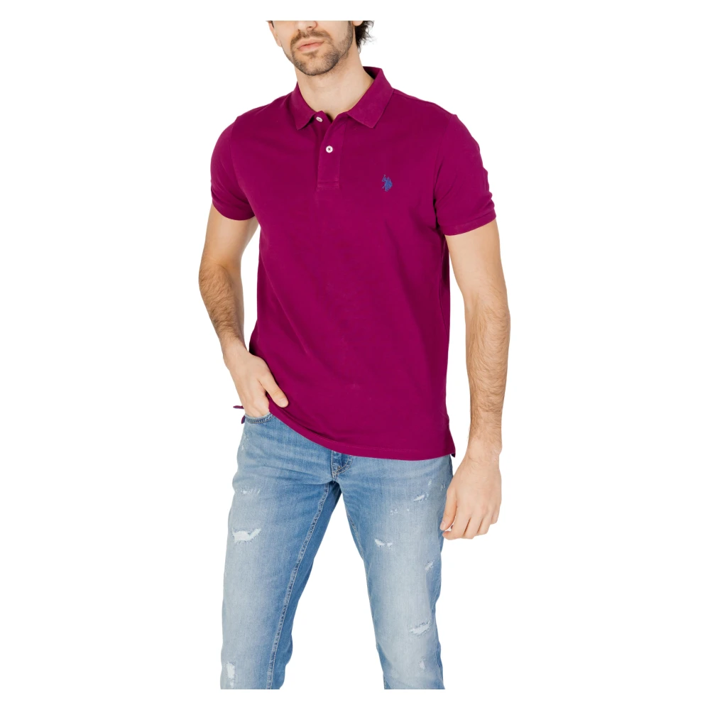 U.s. Polo Assn. Korte Mouw Polo Shirt Purple Heren