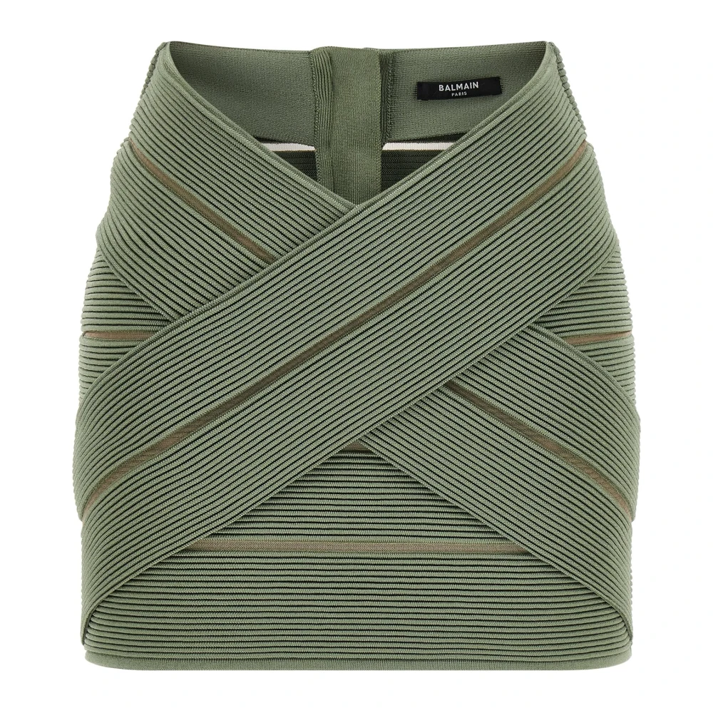 Balmain Women's Green Stretch Viscose Mini Skirt - Short Skirts - S - Skirts