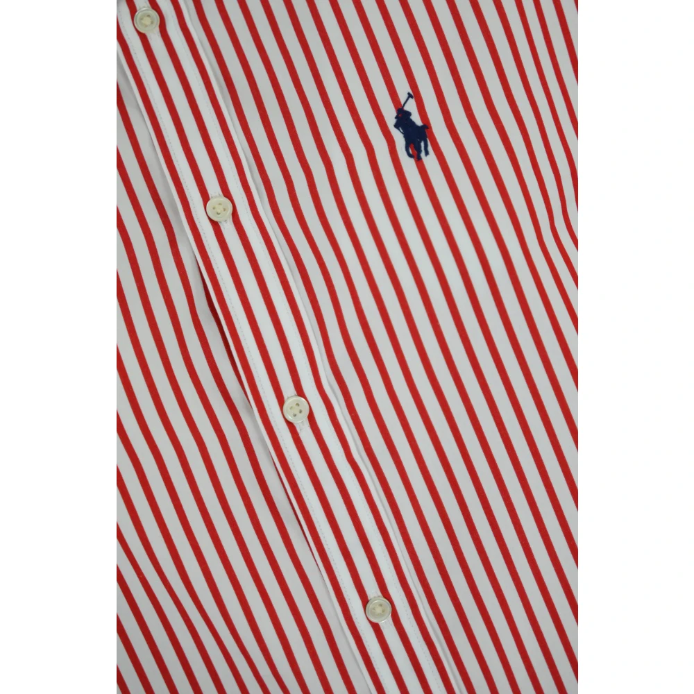 Polo Ralph Lauren Gestreept Katoenen Overhemd Rood Red Dames