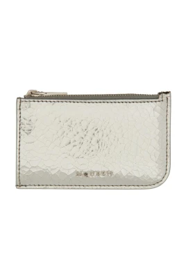 Metallic Cracked Leather Card Holder