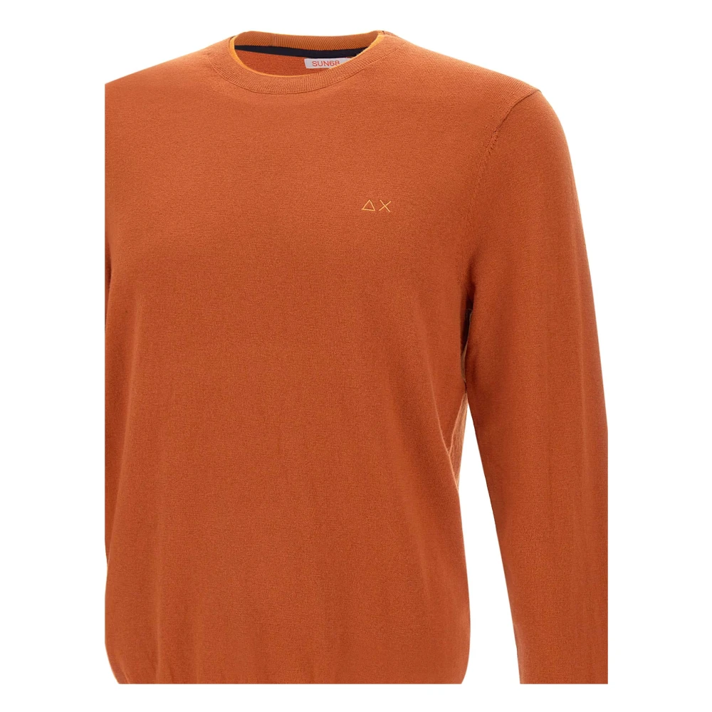 Sun68 Roest Crew Neck Sweater met Logo Orange Heren