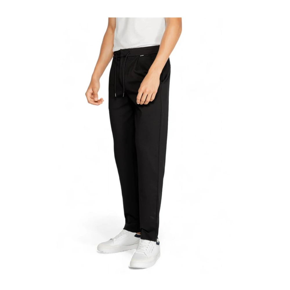 Calvin Klein Zwarte Polyester Viscose Blend Broek Black Heren