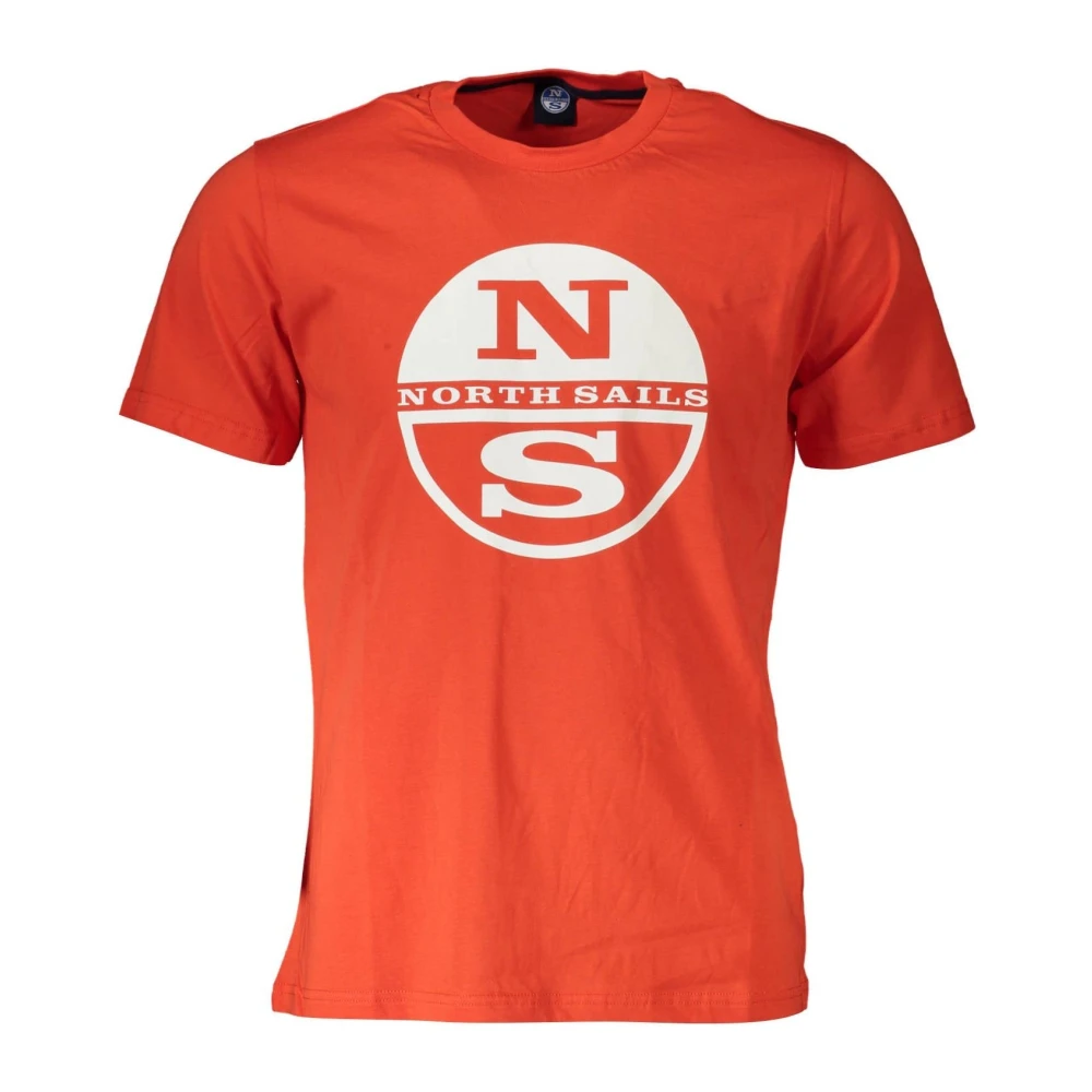 North Sails , T-Shirts, Male, Red, L, Red Short Sleeve T-Shirt With Logo Print