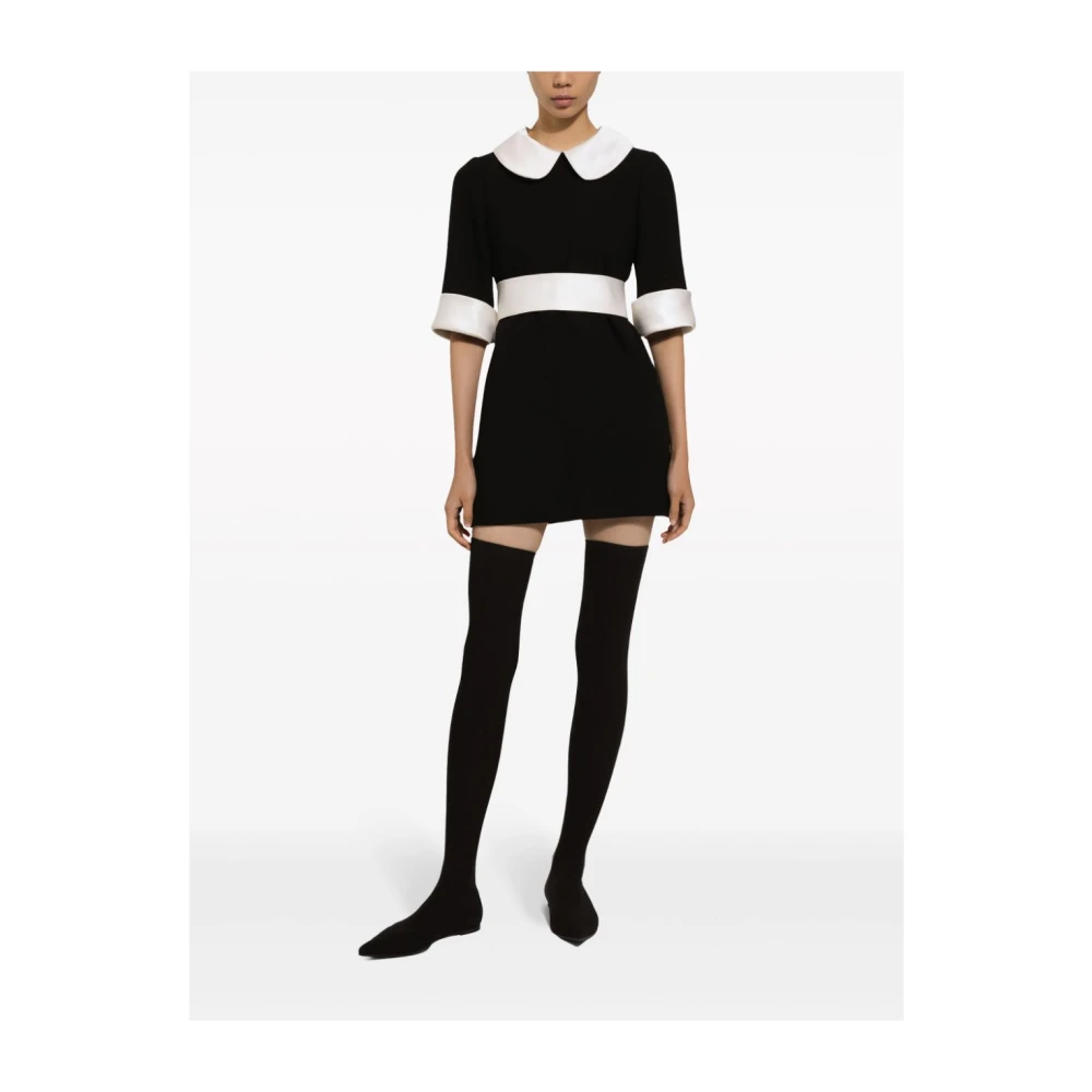 Dolce & Gabbana Zwarte wollen crêpe overhemdjurk Black Dames