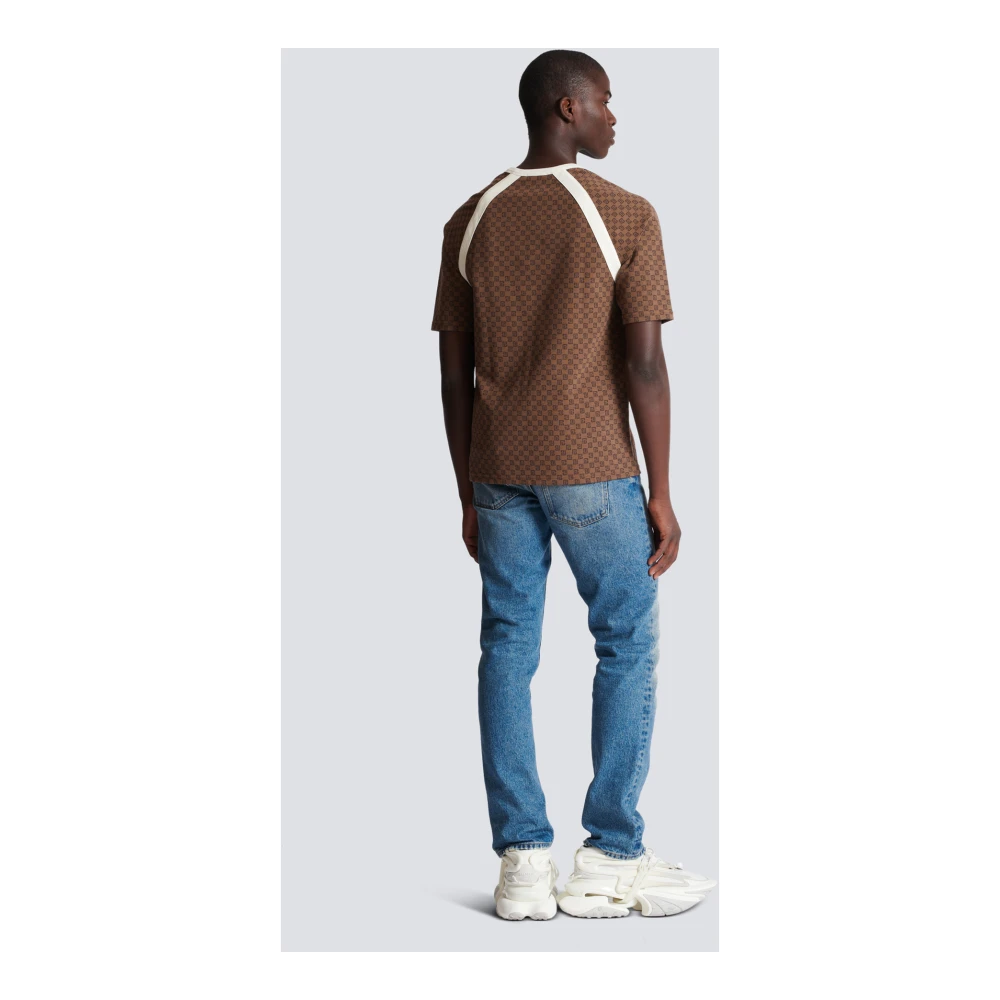 Balmain Retro mini monogram T-shirt Brown Heren
