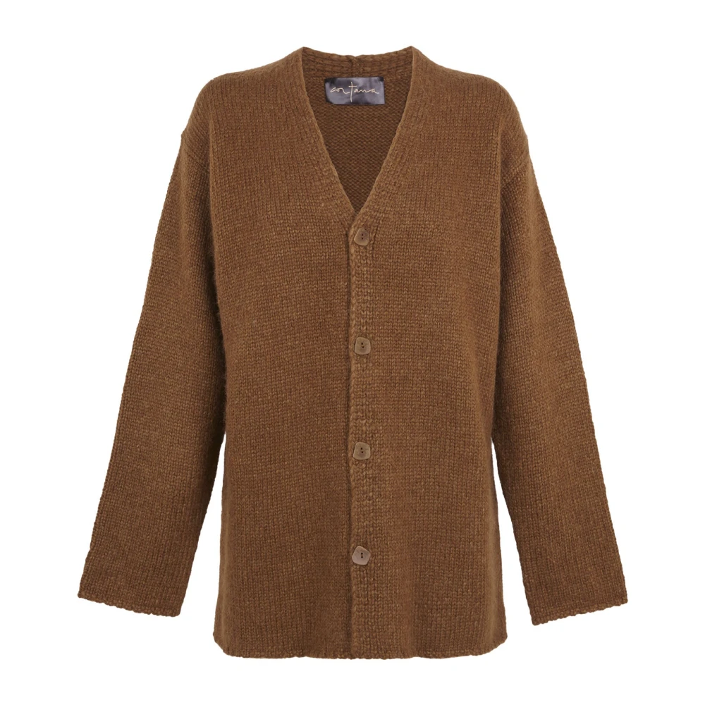 Cortana Circ baby alpaca en zijden vest Brown Dames