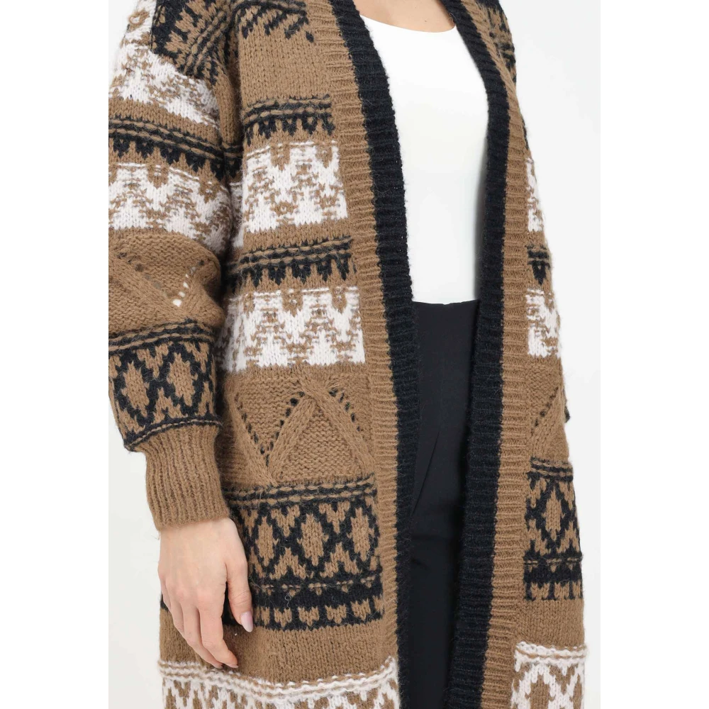 Only Geometrische Boho-Chic Cardigan Sweater Brown Dames