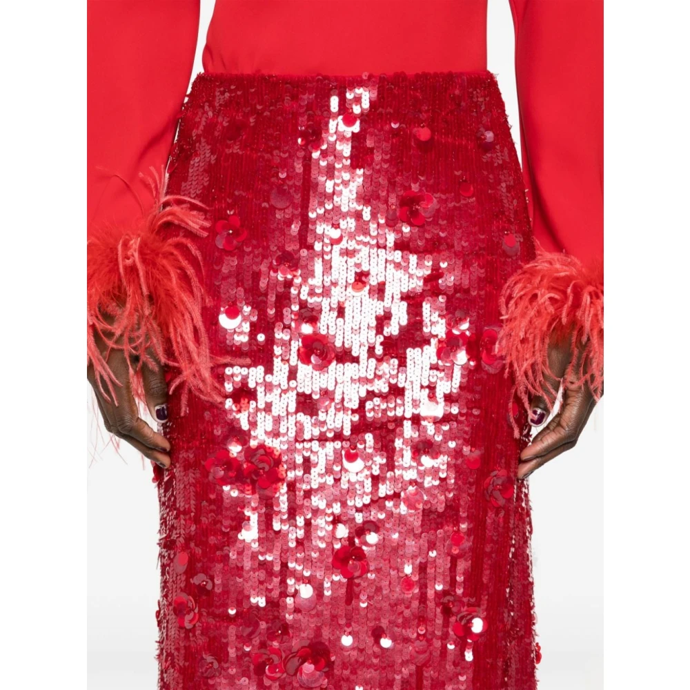 P.a.r.o.s.h. Rode Bloemen Pailletten Potlood Rok Red Dames
