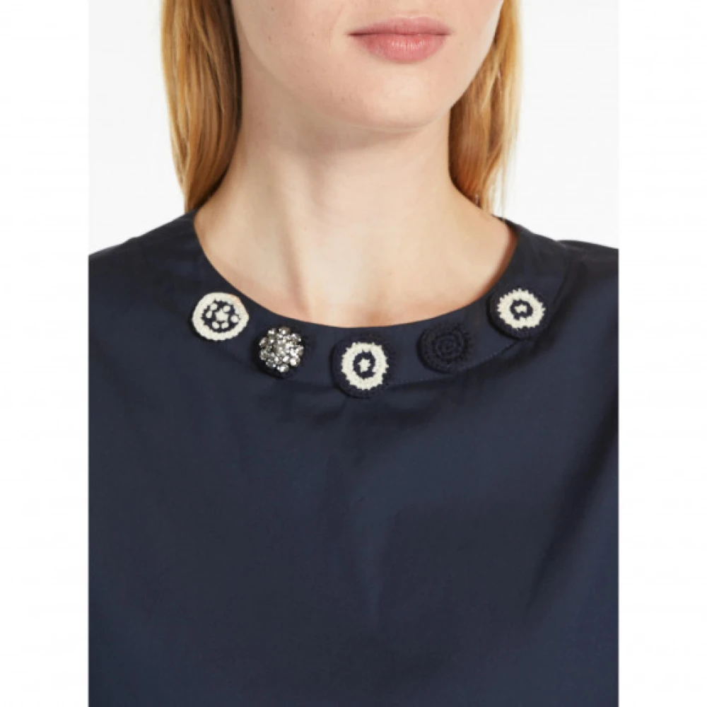 Max Mara Geborduurde katoenen popeline blouse Blue Dames