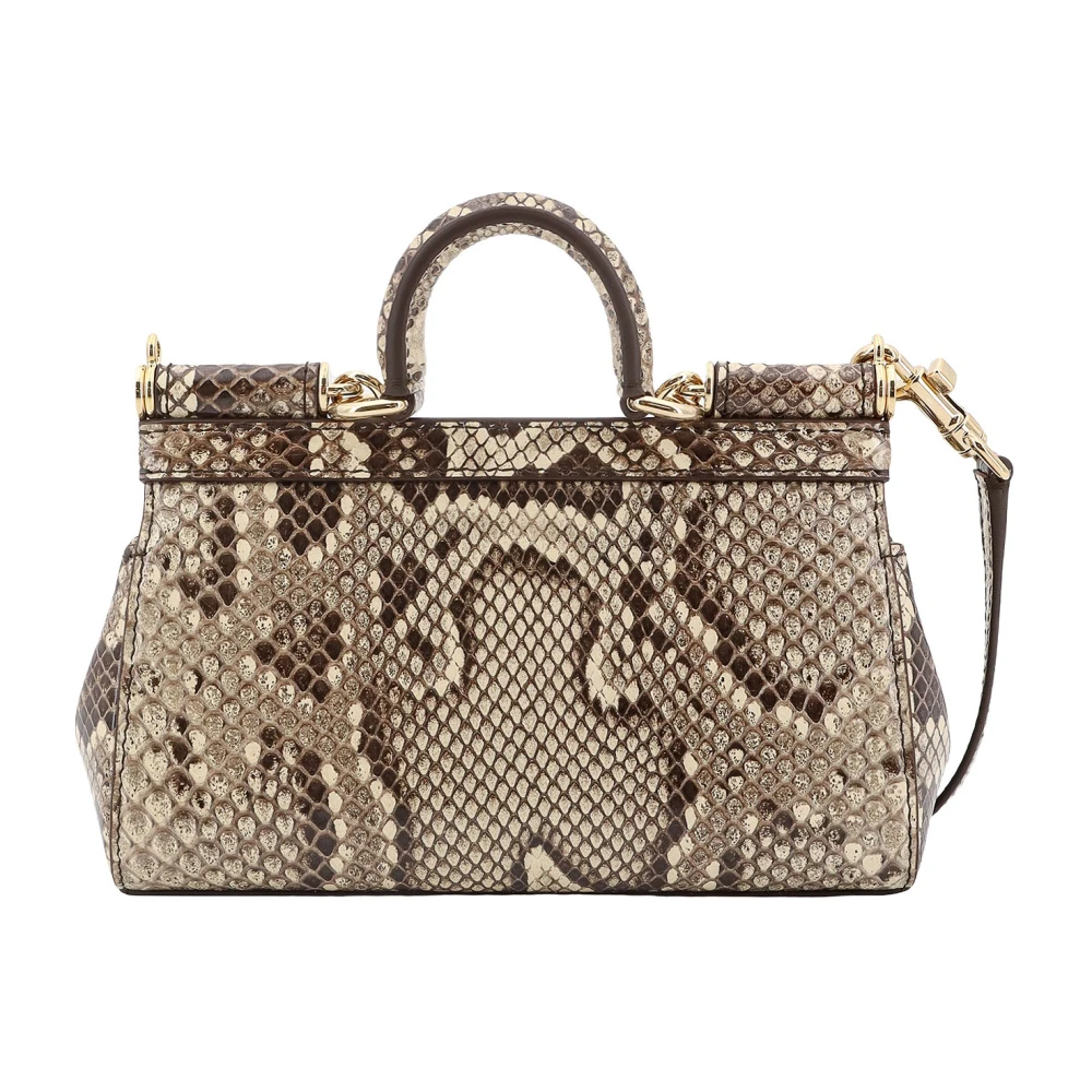 Dolce & Gabbana Animalier Leren Handtas met Flap Sluiting Multicolor Dames