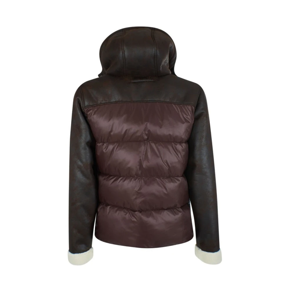 YES ZEE Gewatteerde jas met imitatiebont mouwen Brown Heren