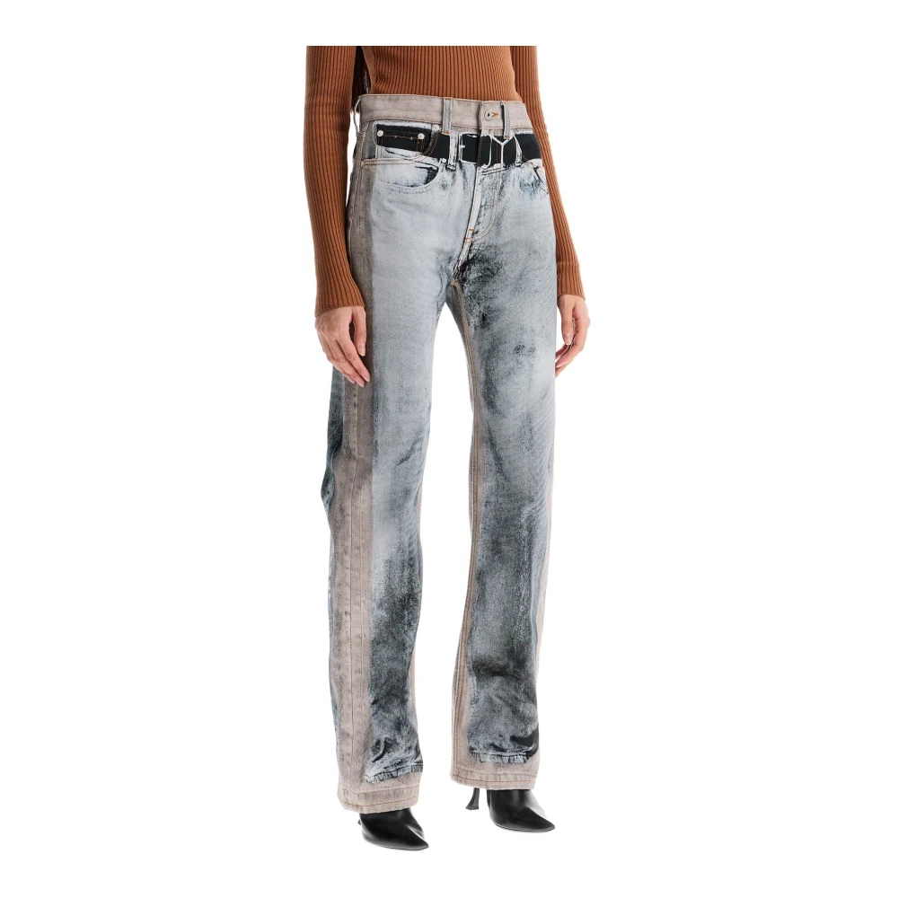 Y Project Trompe l'oeil straight leg jeans Gray Dames