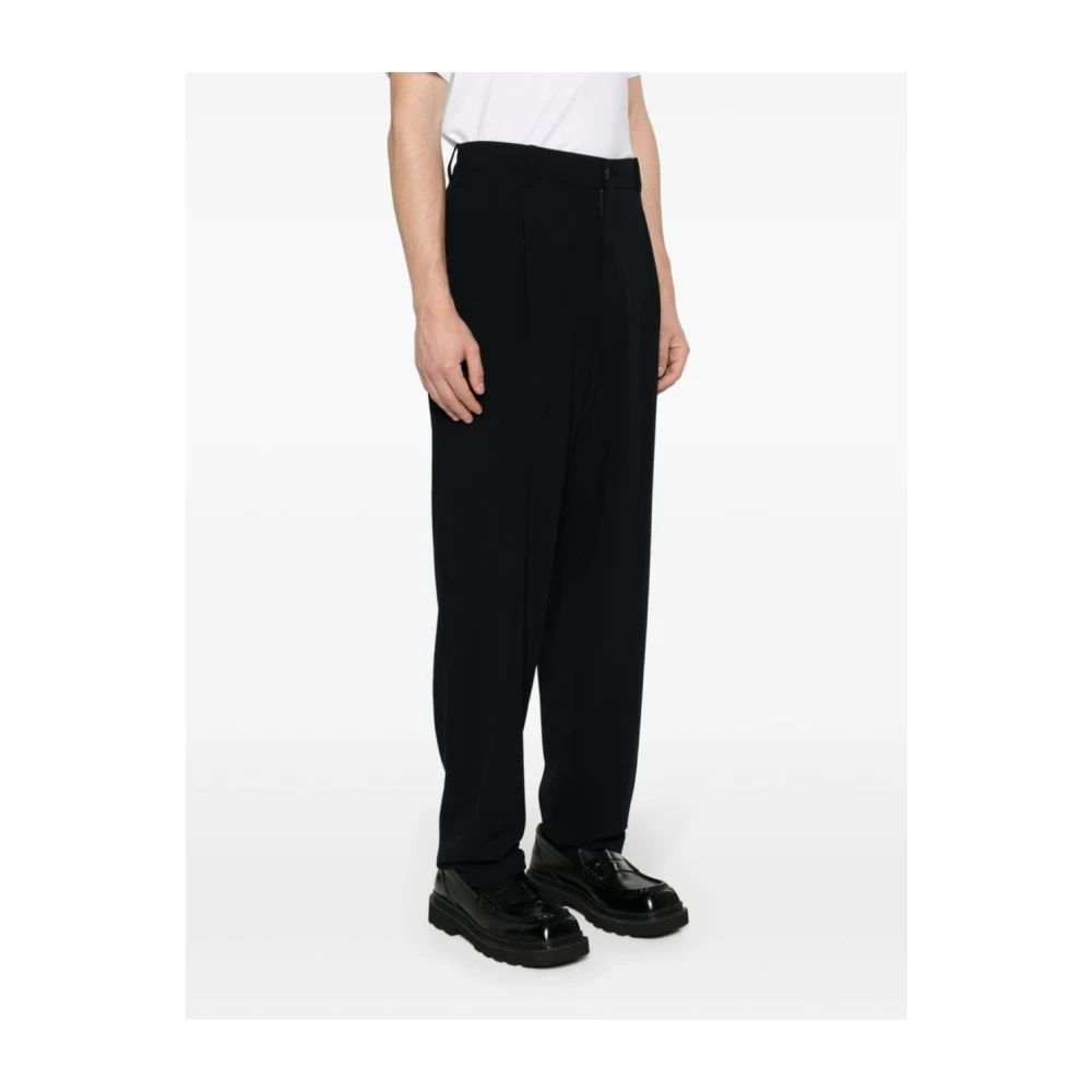 Giorgio Armani Blauwe Navy Wol Pantalon Slim Fit Blue Heren