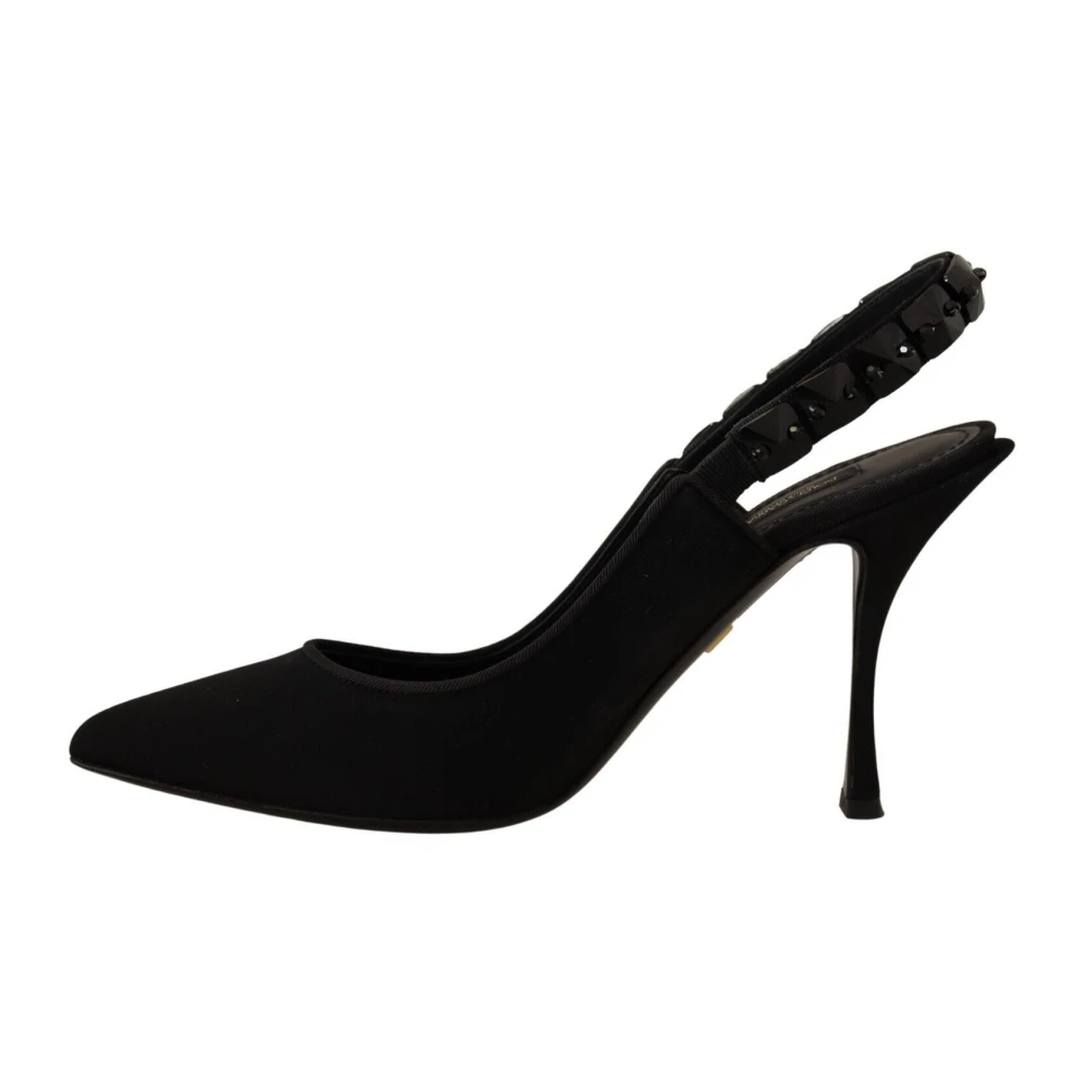 Dolce & Gabbana Zwarte Zijden Blend Lori Slingback Pumps Black Dames