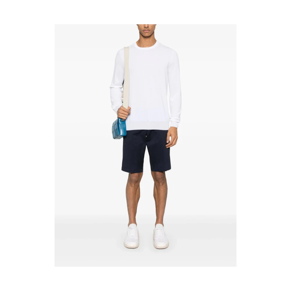 La Fileria Witte Geribbelde Crew Neck Sweater White Heren