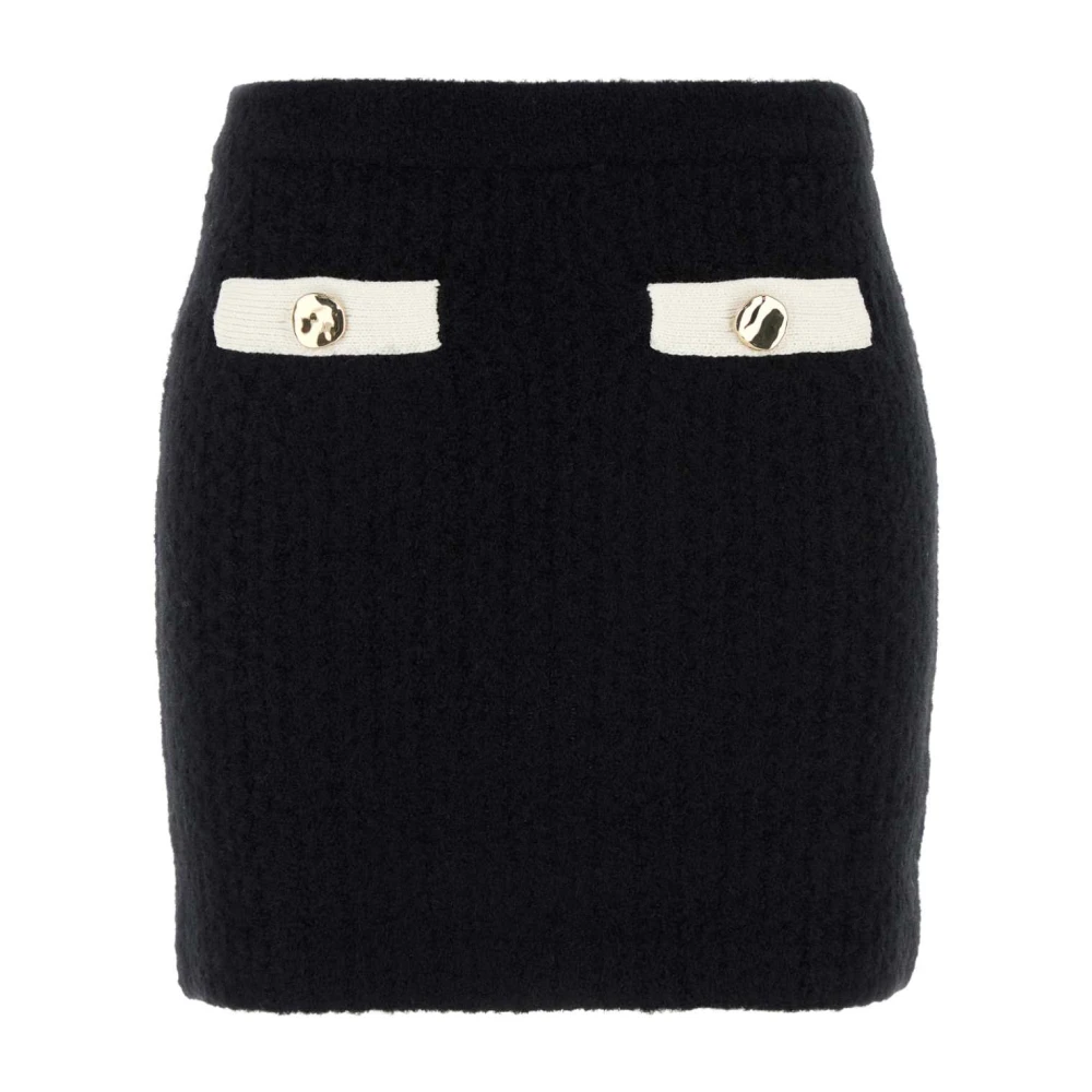 Self Portrait Cashmere Blend Gebreide Rok in Zwart Black Dames