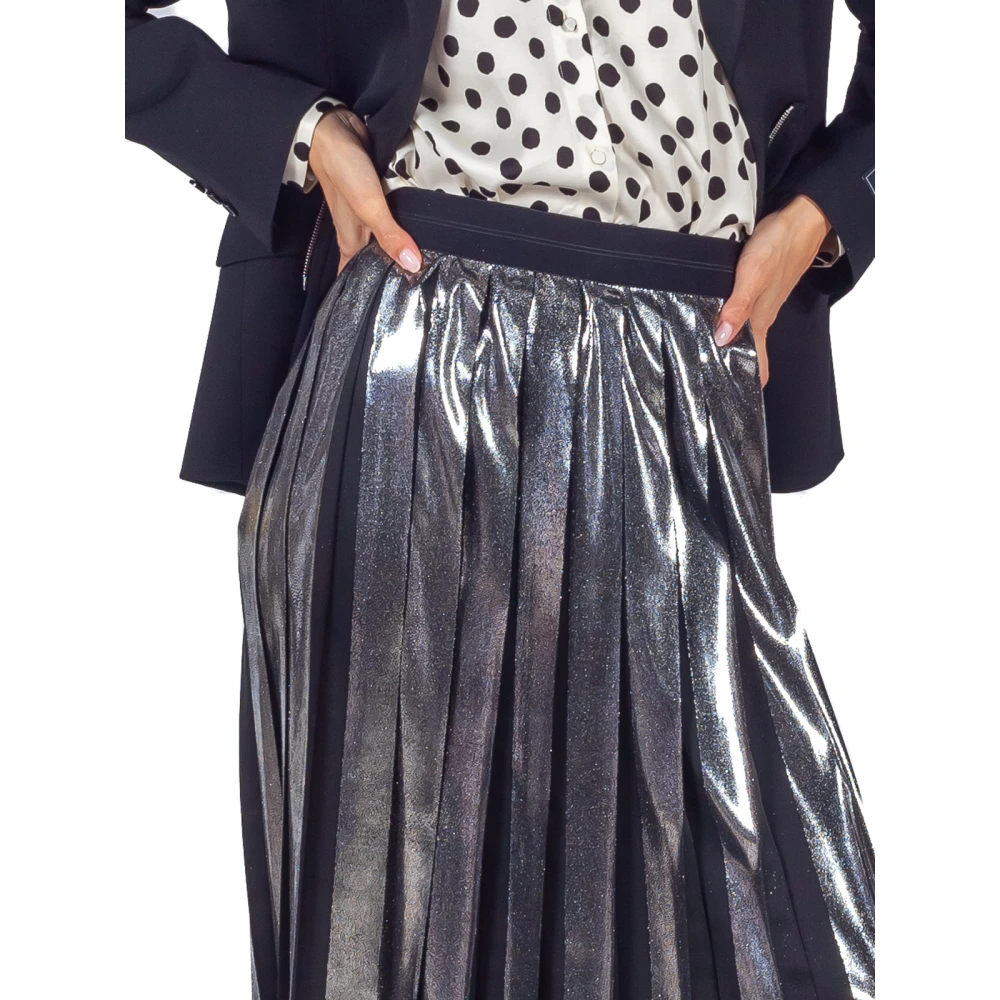 Msgm Metallic Geplooide Rok in Zilver Gray Dames