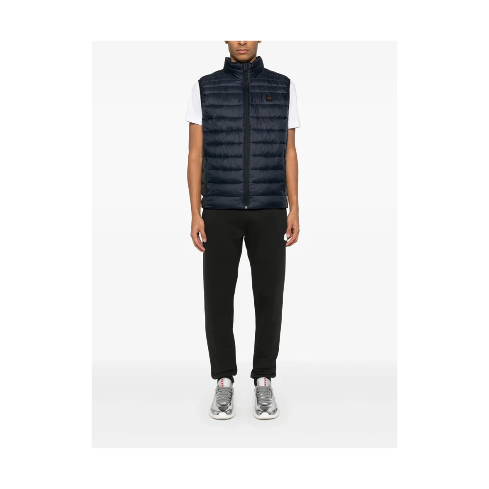 Hugo Boss Midnight Blue Quilted Front Zip Jacket Blue Heren