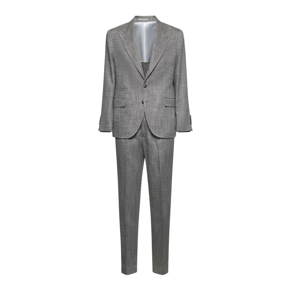 BRUNELLO CUCINELLI Donkerbruin Jas en Broek Set Brown Heren