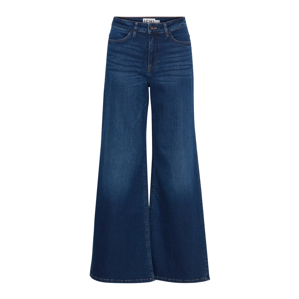 Ichi Women's Blue Wide Jeans, W30 L32, Wide Dark Jeans