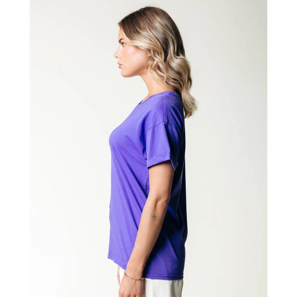Colourful Rebel Uni Logo Boxy Tee Purple Dames