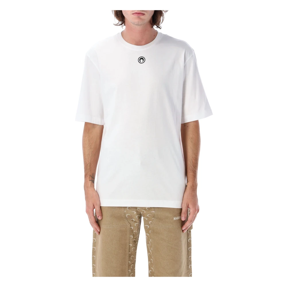 Marine Serre Wit Katoenen T-Shirt Maanlogo White Heren