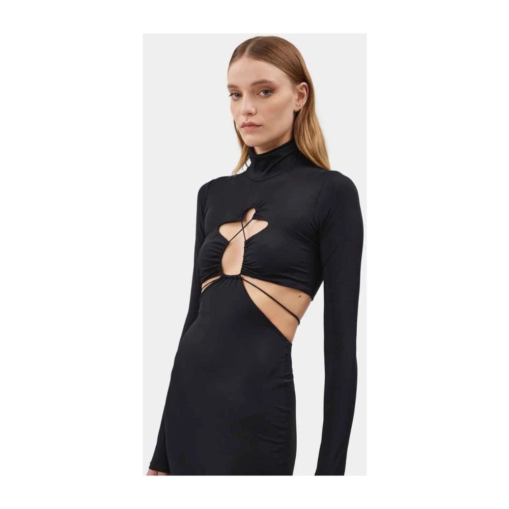 Amazuin Zwarte Satijnen Maxi Jurk Black Dames