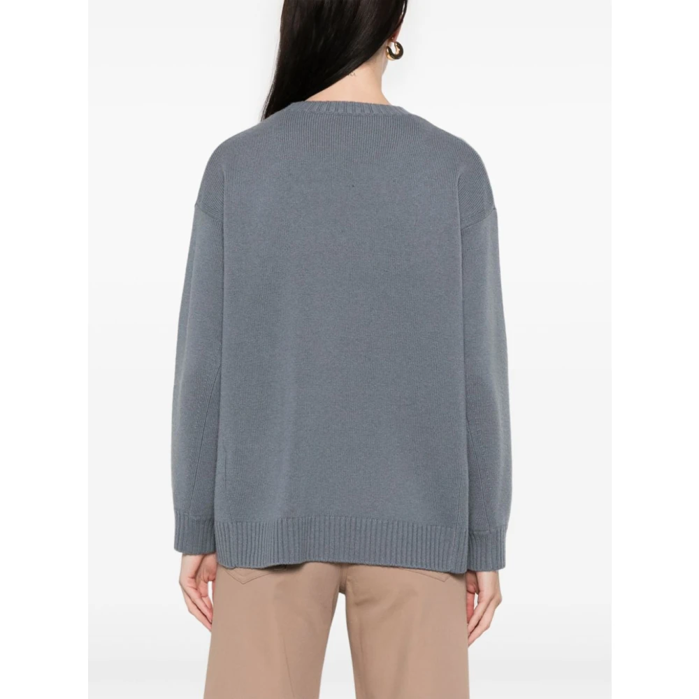 Max Mara Grijze Sweater met Geribbelde Zoom Gray Dames