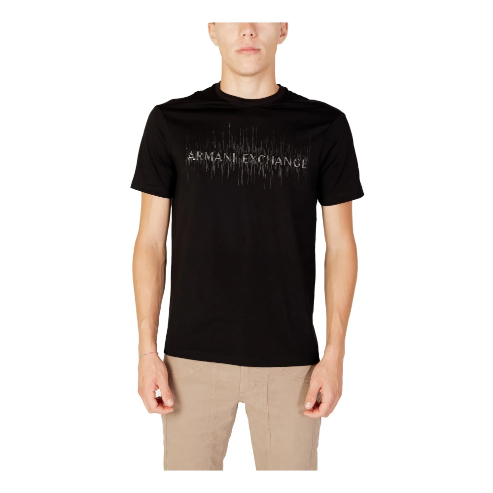 Armani Exchange Zwart Print T-shirt Black Heren