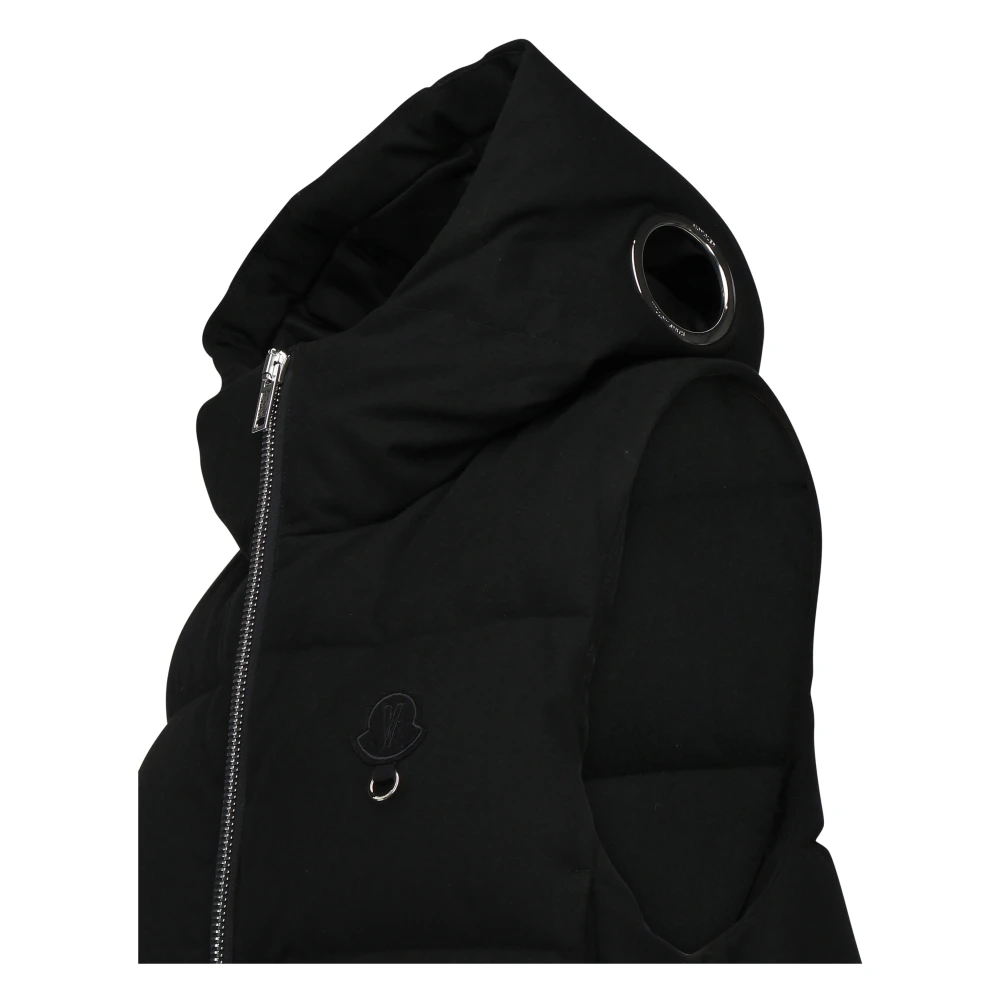 Moncler Zwarte Gewatteerde Fleecejas met Verstelbare Capuchon Black Dames