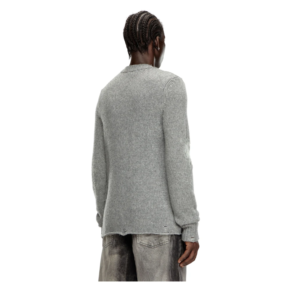 Diesel Mesh Detail Wollen Trui Gray Heren
