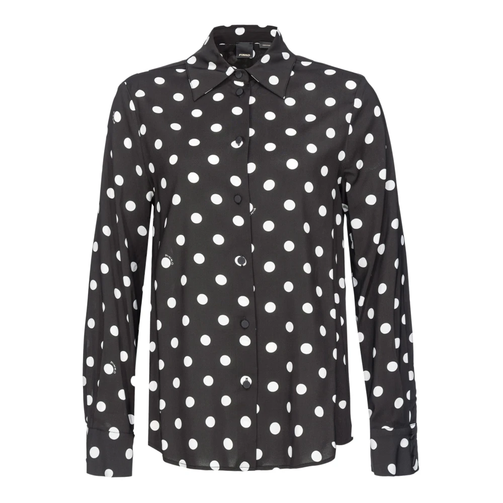 Pinko Polka-dot Stretch Skjorta Black, Dam