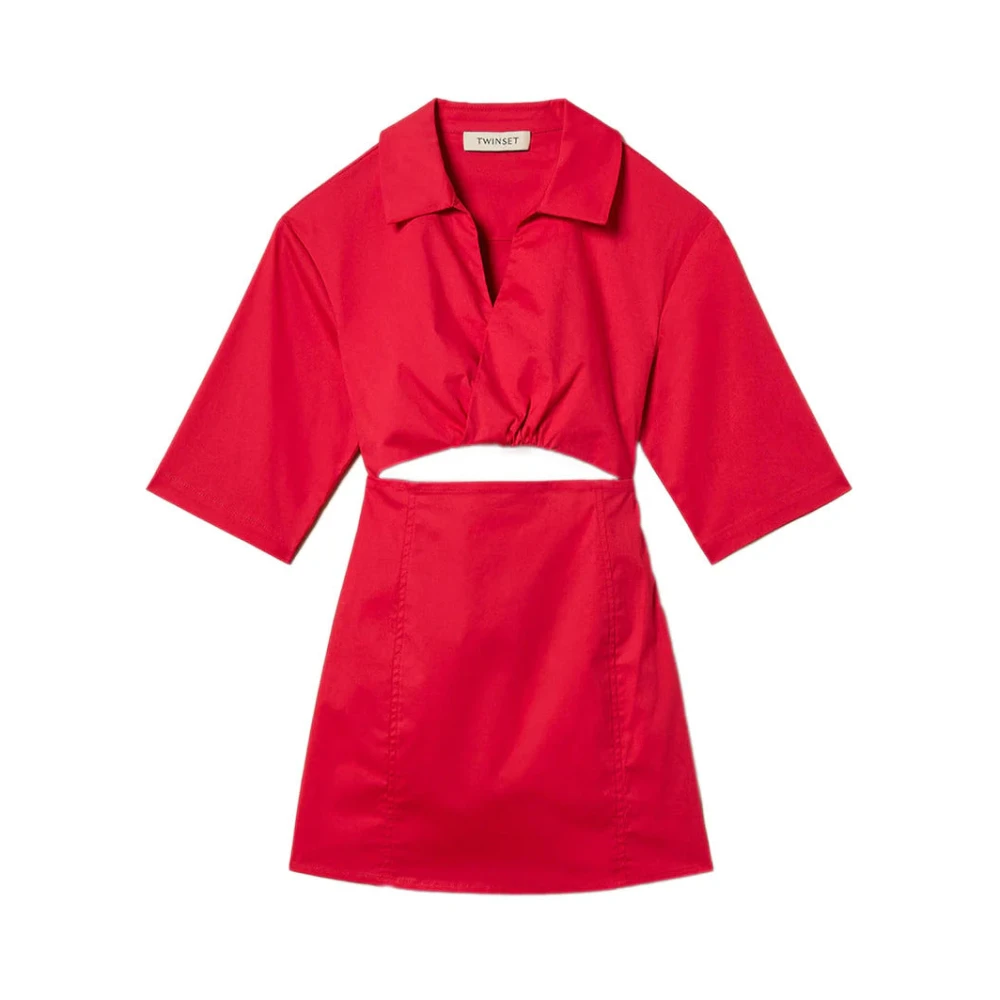 Twinset Girls Red Dresses, 16 Y, Poplin Stretch Cotton Dress