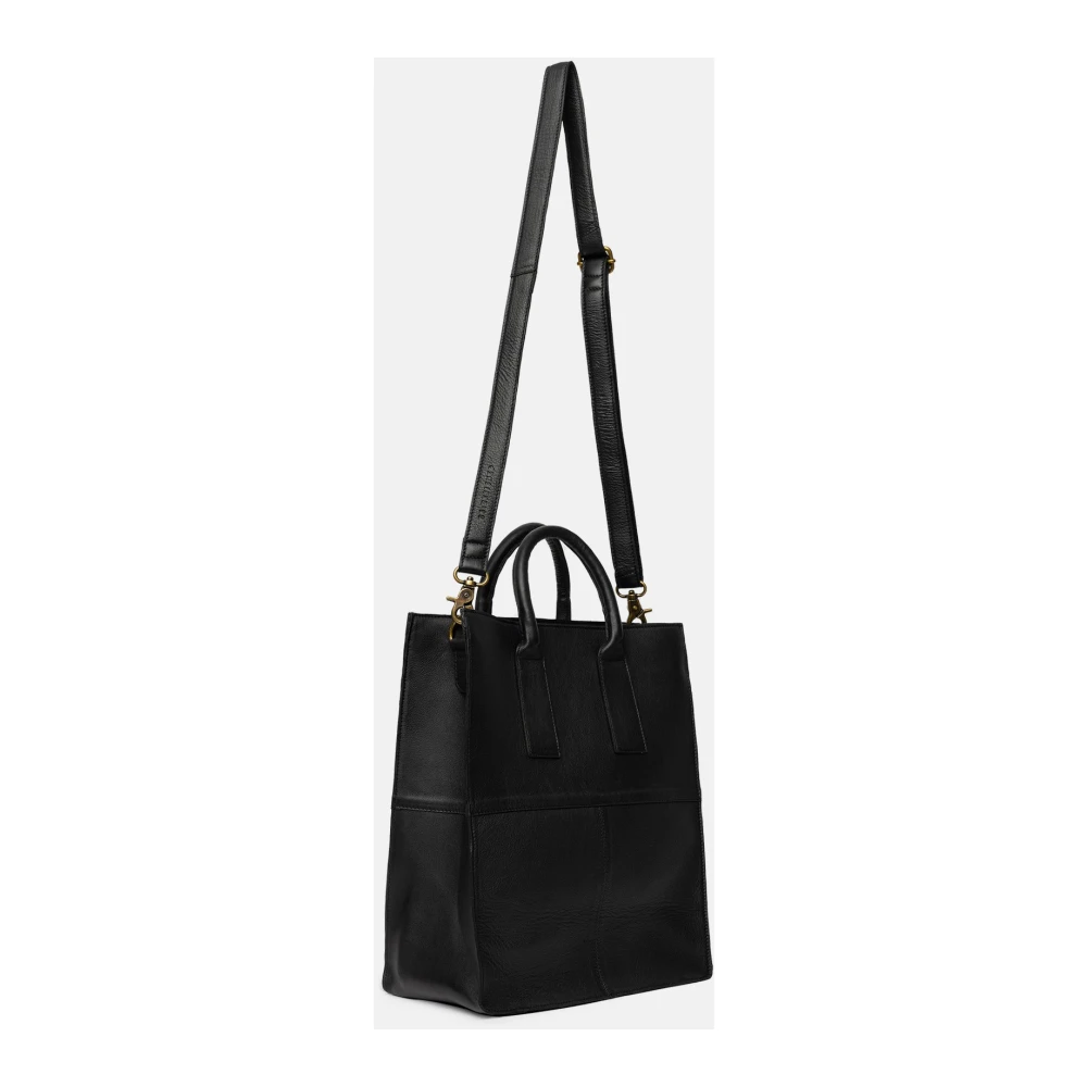 Re:designed Zwarte leren Shopper Tas Felicia Black Dames