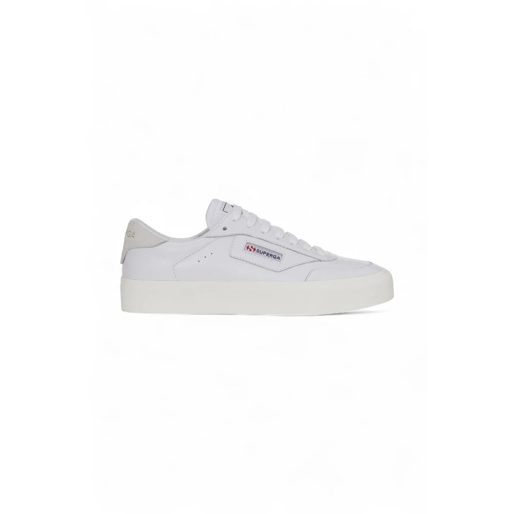 Superga Leren Veterschoen met Rubberen Zool Heren Schoenen Wit