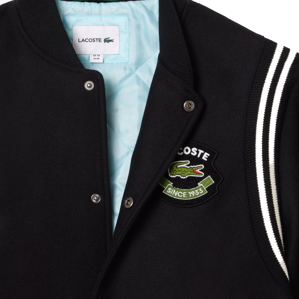 Lacoste Premium Wool Varsity Jacket Zwart Black Heren
