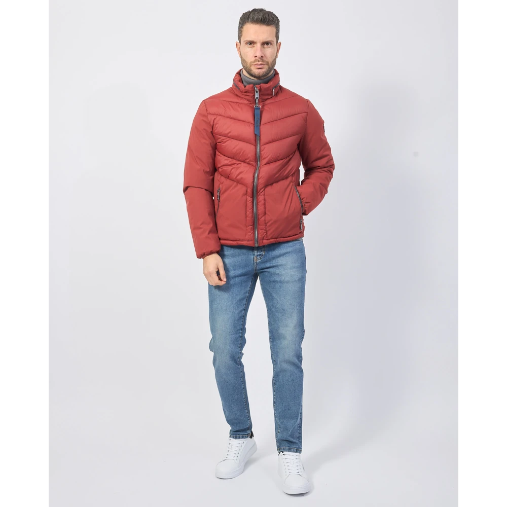 YES ZEE Rode Gewatteerde Fullzip Jas Red Heren