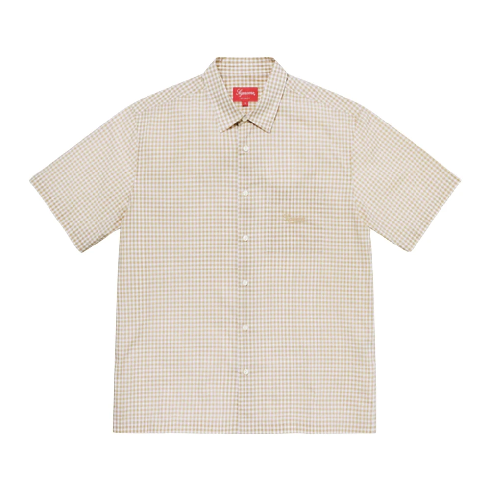 Supreme Beperkte Oplage Gingham Shirt Tan Beige Heren