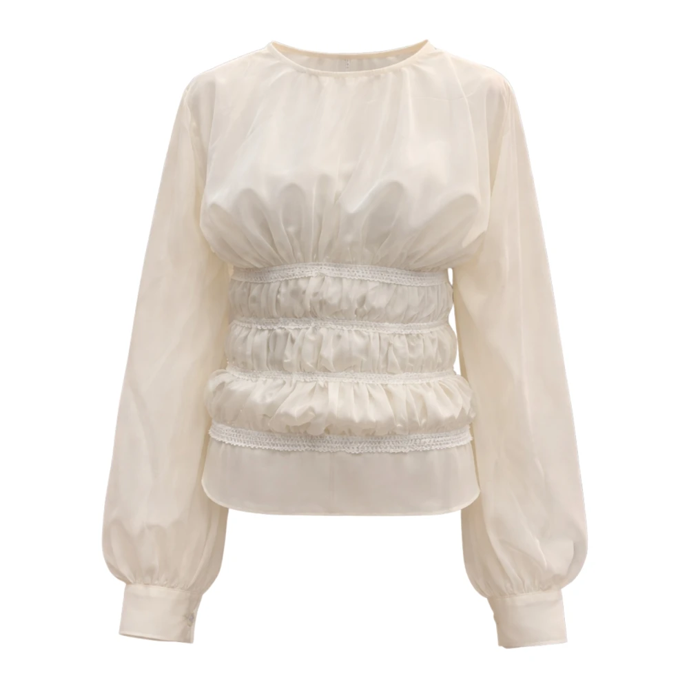 Souvenir Women's Beige Blouses, Xl, Mussola Blouse With Draped Front Detail