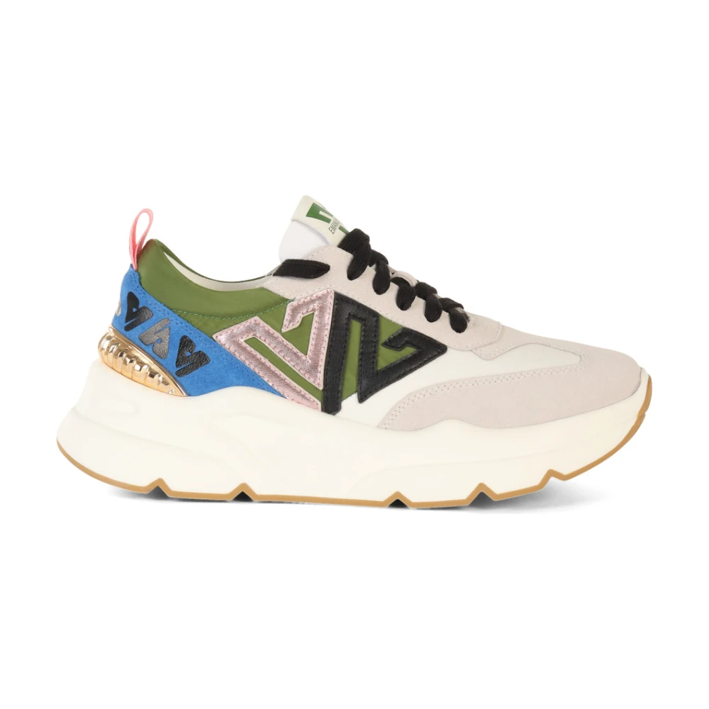 Emanuelle Vee Sneakers van leer met contrastinzetten Green Dames