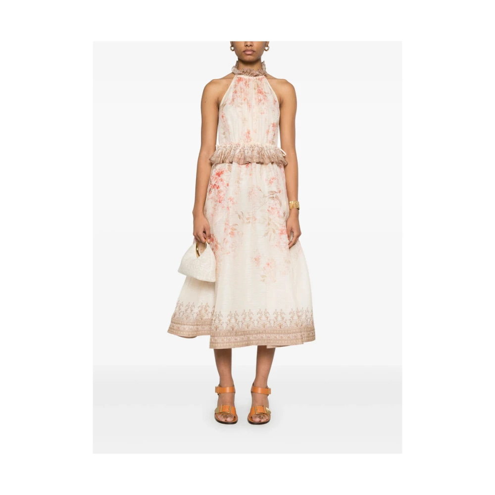 Zimmermann Gerimpelde Kraag Roze Jurk Multicolor Dames