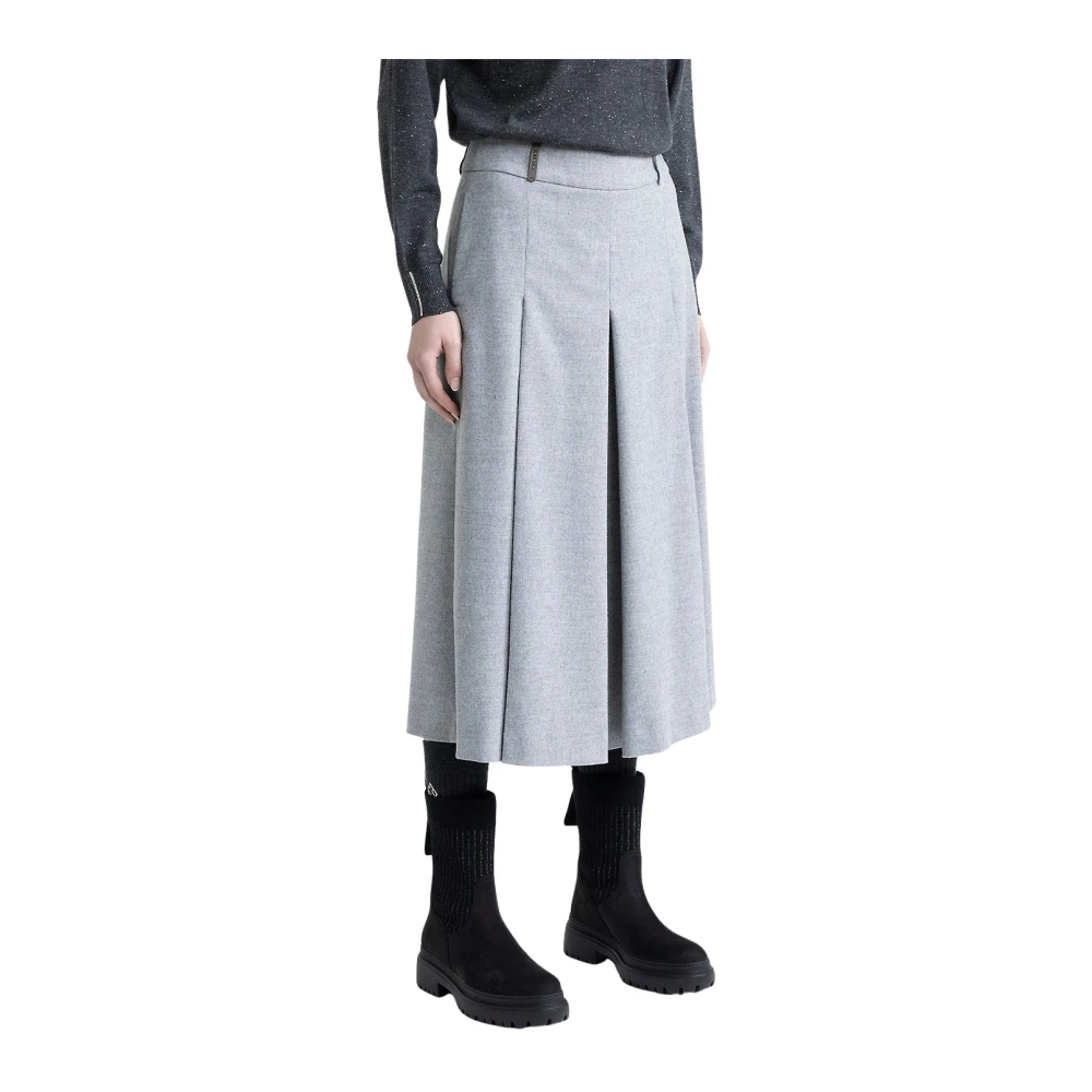 Peserico Ull och viskosblandning lätt flanell culottes Gray, Dam