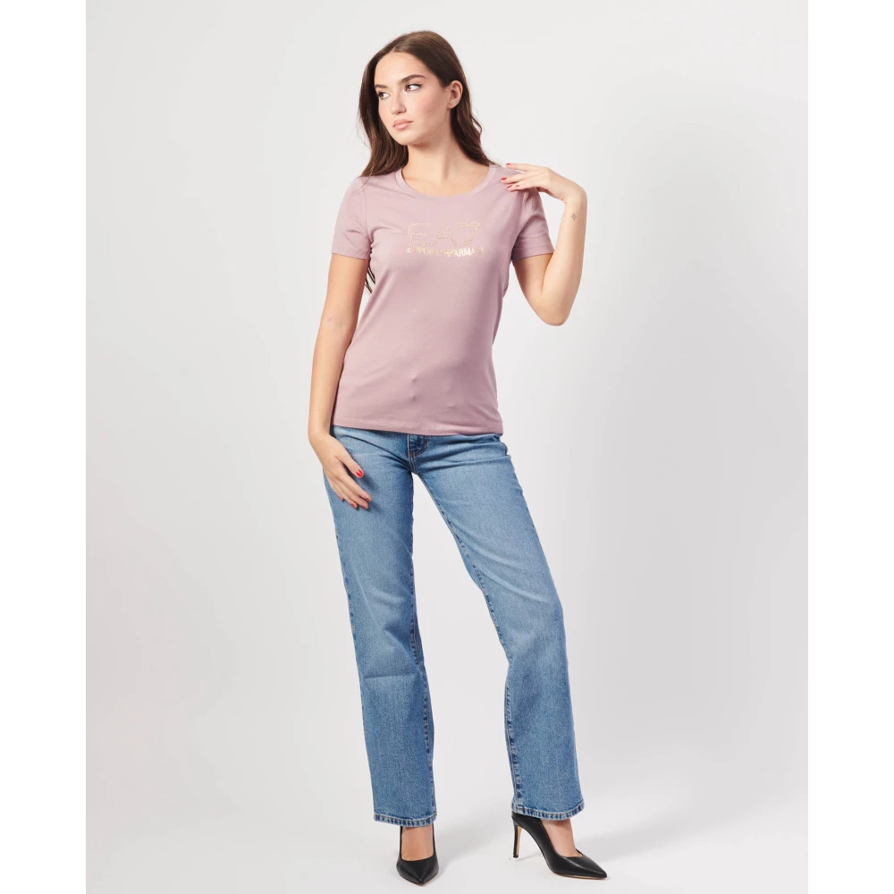 Emporio Armani Roze T-shirt met ronde hals Pink Dames