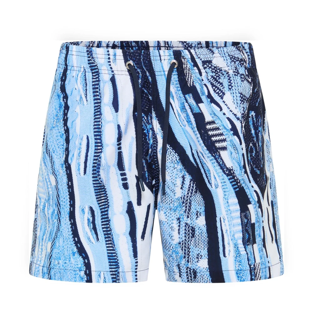 Carlo Colucci Men's Blue Knit Pattern Swim Shorts