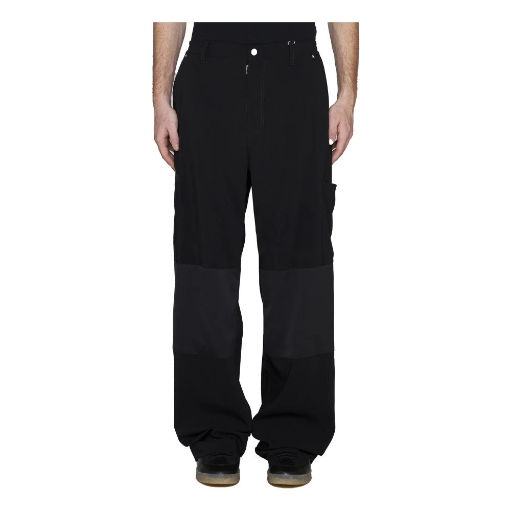 MM6 Maison Margiela Zwarte broek met kenmerkend logodetail Black Heren