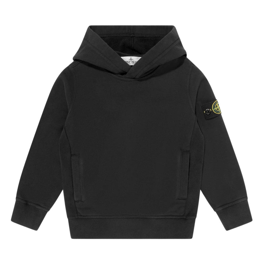Stone Island Black Logo Hoodie - Male - Kids Sweatshirts - 10 Y - Kids