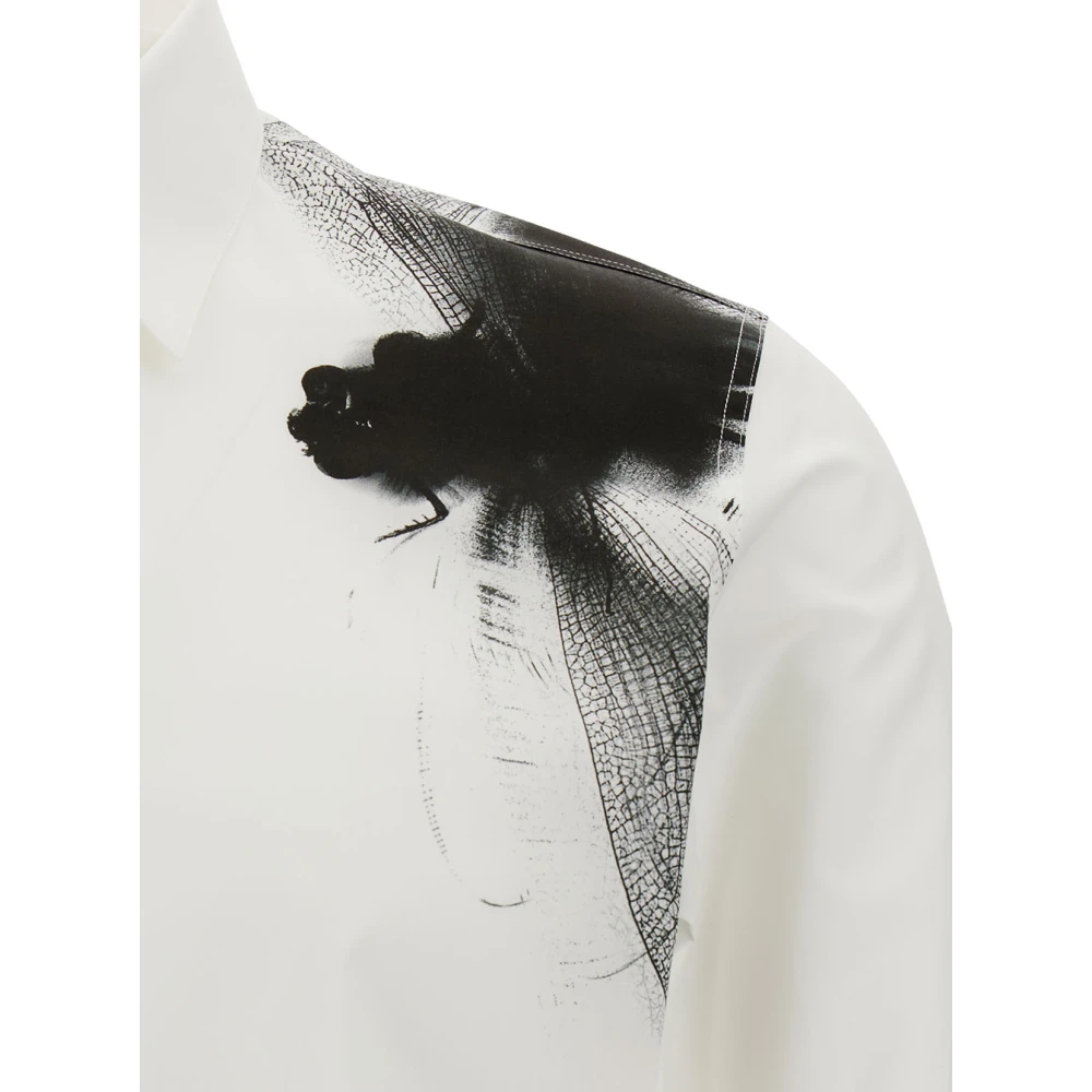 alexander mcqueen Witte Overhemd met Contrasterende Print en Klassieke Kraag White Heren