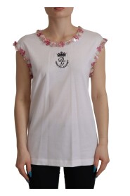 White DG Crown Floral Sequin T-shirt