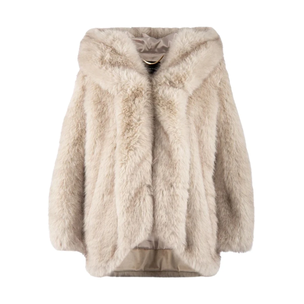 Nenette Imitatiebontjas met capuchon White Dames